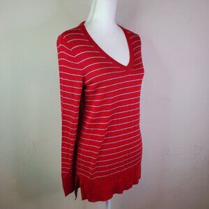 Maison Jules Juniors Red Striped Pullover Sweater S